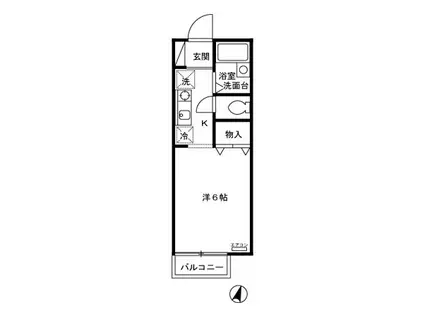 ドルフ北烏山C(1K/2階)の間取り写真