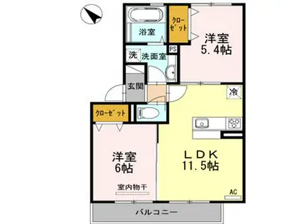 地下鉄西神・山手線 湊川公園駅 徒歩7分 3階建 築14年(2LDK/3階)の間取り写真