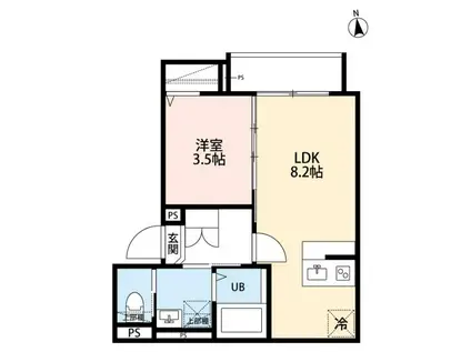 ROBOT HOME 八広II(1LDK/1階)の間取り写真