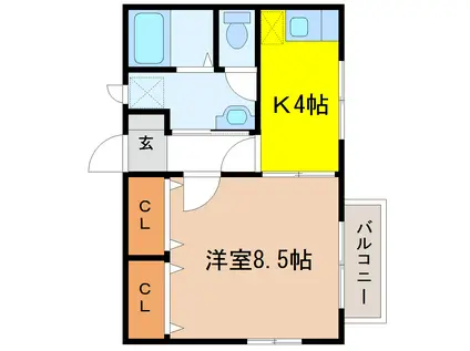 セントラルハイム(1K/1階)の間取り写真