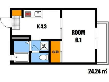 セフィラSSK B棟(1K/2階)の間取り写真