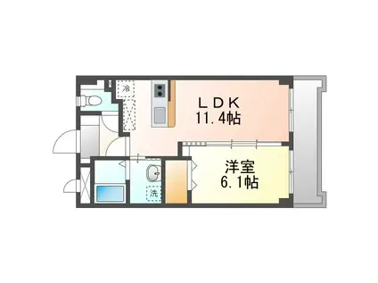 フォルシア与那原(1LDK/3階)の間取り写真