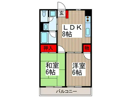 メゾンドロッシュ(2LDK/2階)の間取り写真