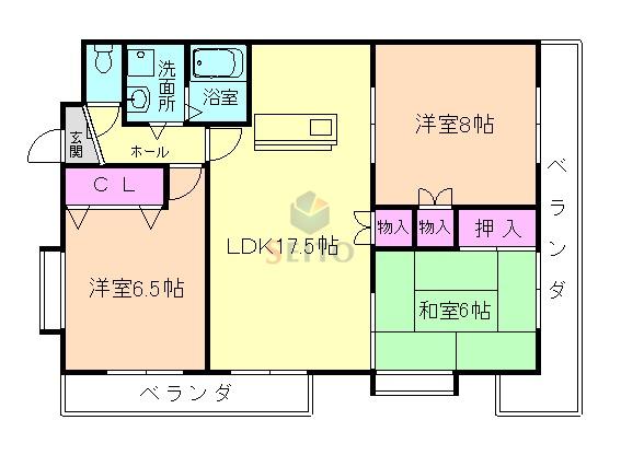 アビタシオンII(3LDK/2階)の間取り写真