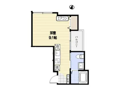 アスピオスヴィラ(ワンルーム/2階)の間取り写真