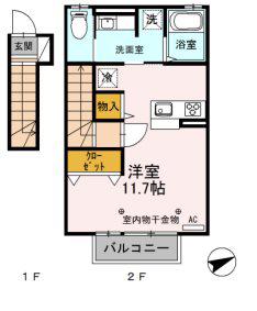 JR信越本線 長野駅(JR・しなの) 徒歩25分 2階建 築10年(ワンルーム/2階)の間取り写真