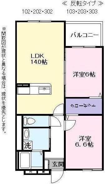 ハートフルマンション旭森(2LDK/2階)の間取り写真