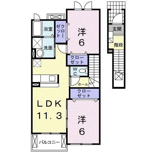 サニーフラット(2LDK/2階)の間取り写真