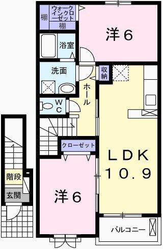 メゾン・ド・キャッスル赤穂(2LDK/2階)の間取り写真
