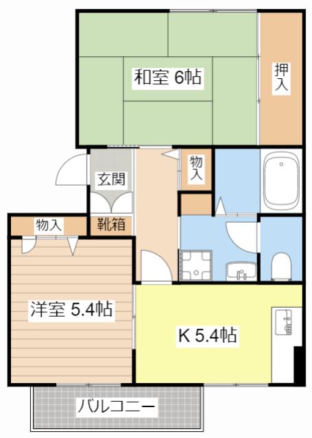 かんどりニューハイツ(2K/2階)の間取り写真