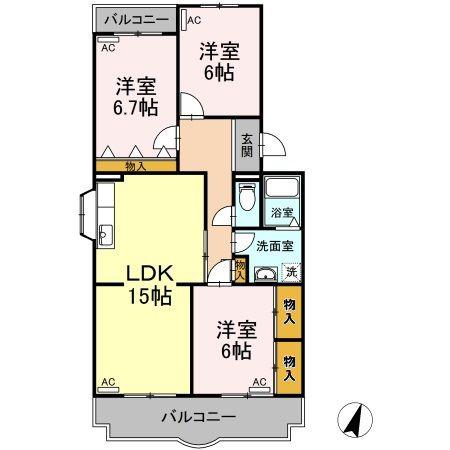 葵ハイツ(3LDK/3階)の間取り写真