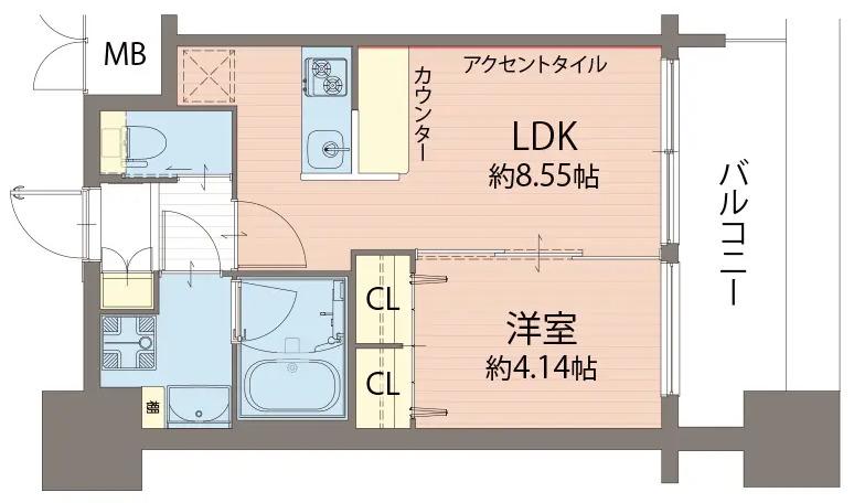 プレジオ城北(1LDK/10階)の間取り写真