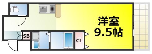 SUNSUNなんば壱番館(1K/4階)の間取り写真