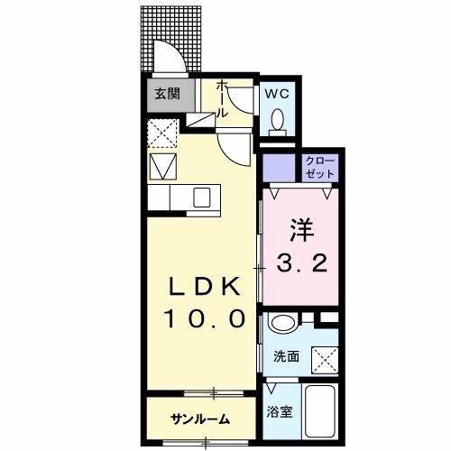 ラ・グリシーヌ(1LDK/1階)の間取り写真