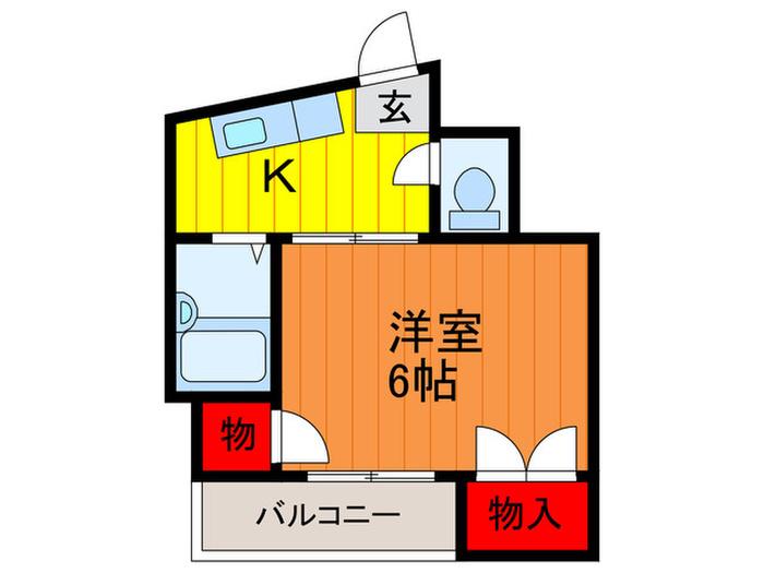 堂山ハイツB(1K/4階)の間取り写真