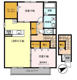 フローラルコート P付 角(2LDK/2階)の間取り写真
