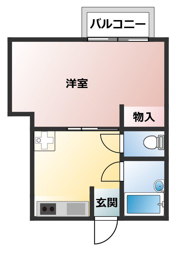 ロゼッタ別宮(1DK/2階)の間取り写真