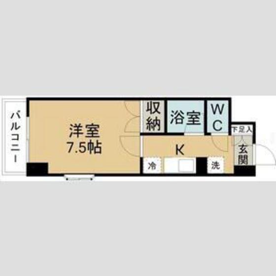 ロイヤルヒルズ高松(1K/1階)の間取り写真