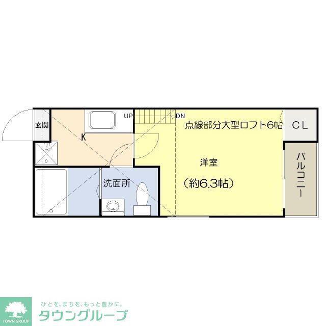 サニーサイド千葉(1K/2階)の間取り写真