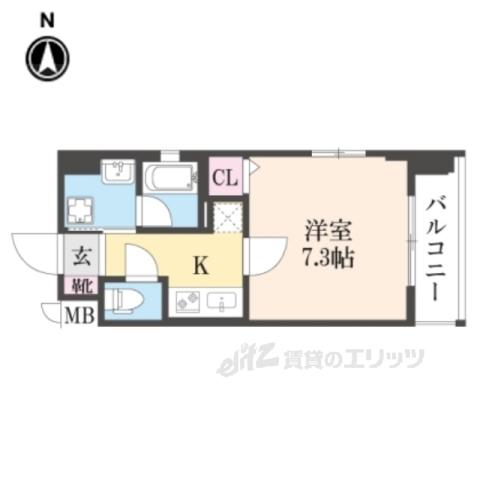 ベラジオ雅び烏丸十条2(1K/4階)の間取り写真