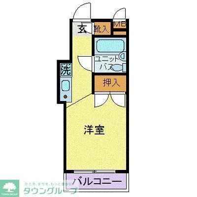 サンパレス花小金井(ワンルーム/4階)の間取り写真