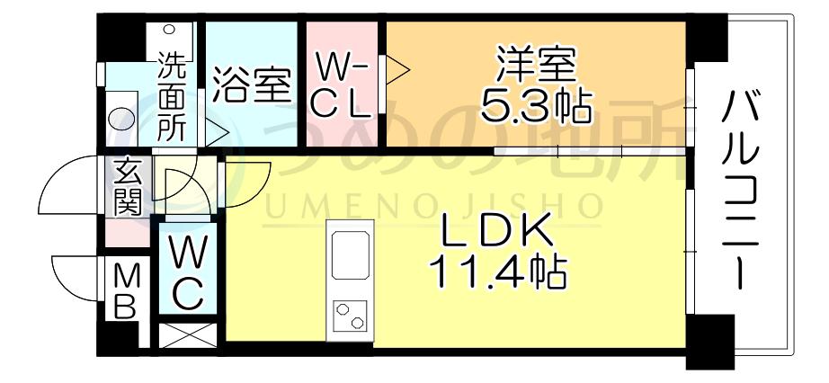 ボスコボブビルディング(1LDK/4階)の間取り写真