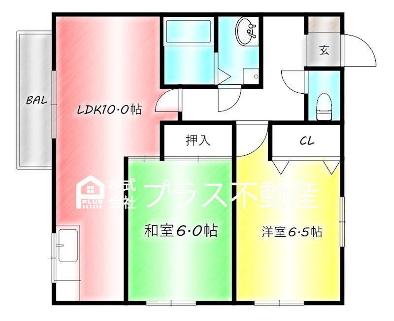 グランドソレーユIII(2LDK/2階)の間取り写真