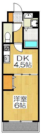 クローナコート烏丸御池(1DK/6階)の間取り写真
