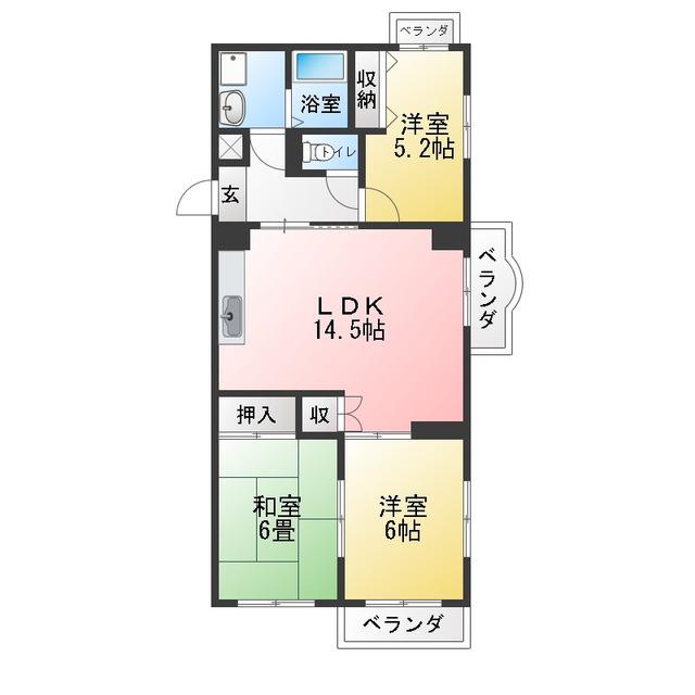 オーナービラ鈴木(3LDK/3階)の間取り写真