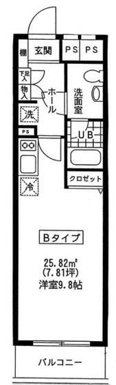 ルミエール飛鳥(ワンルーム/1階)の間取り写真