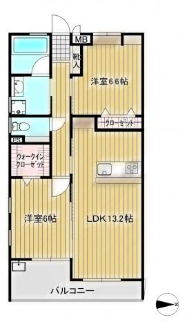 GARDEN大和田(2LDK/2階)の間取り写真