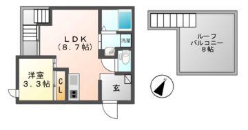 GRANDTIC伝馬町(1LDK/2階)の間取り写真
