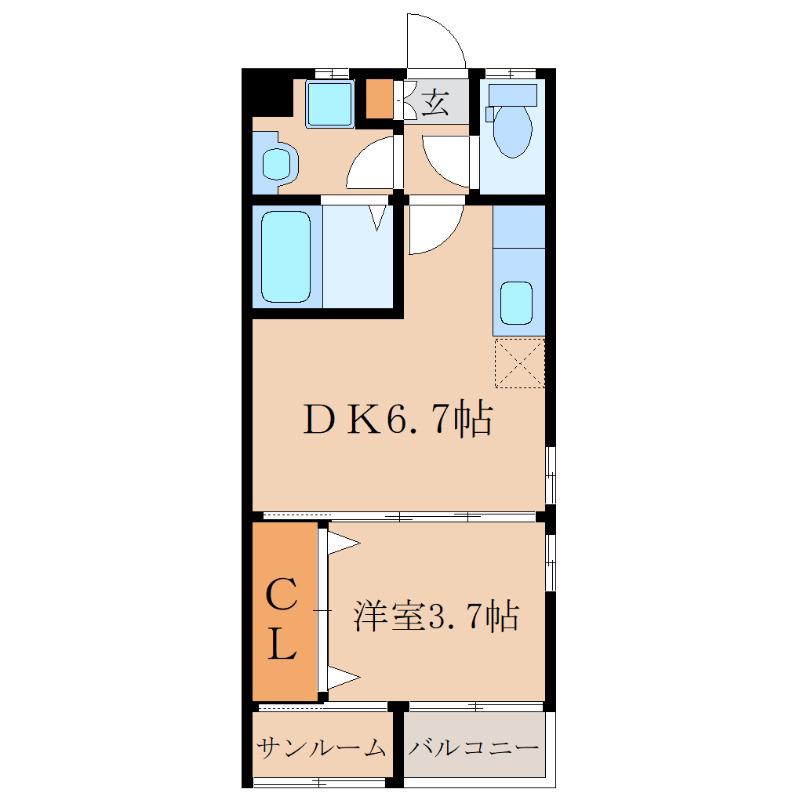 BEARS02(1DK/1階)の間取り写真