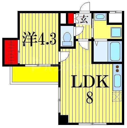 RIKAON船橋湊町(1LDK/3階)の間取り写真