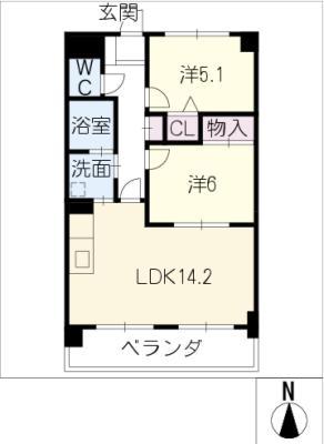 SERENOHARA(2LDK/5階)の間取り写真