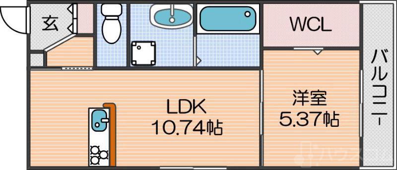 ウエストガーデンヒルズ(1LDK/2階)の間取り写真