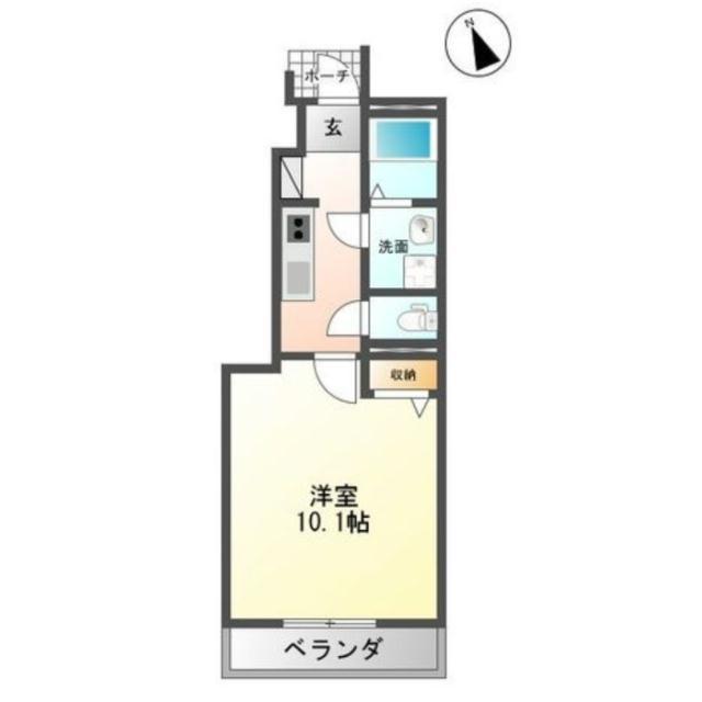 ハピネスII(1K/1階)の間取り写真