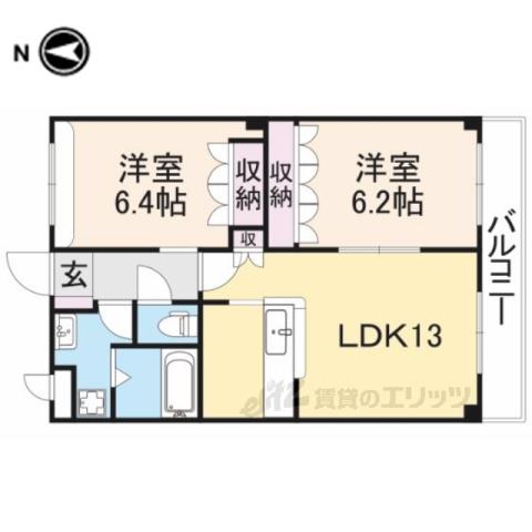 トウケンコーポ桜井南(2LDK/2階)の間取り写真