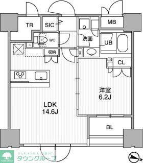 東神田テラスレジデンス(1LDK/10階)の間取り写真