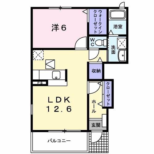 ガーデンハウス朝日山A(1LDK/1階)の間取り写真