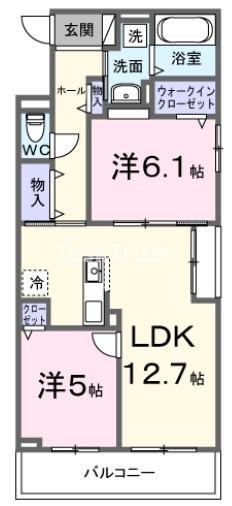 ティリア コート(2LDK/3階)の間取り写真
