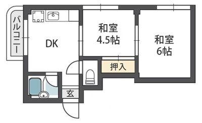 プチメゾン香里園(2DK/1階)の間取り写真