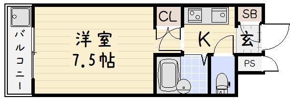 リファレンス南小倉(1K/6階)の間取り写真