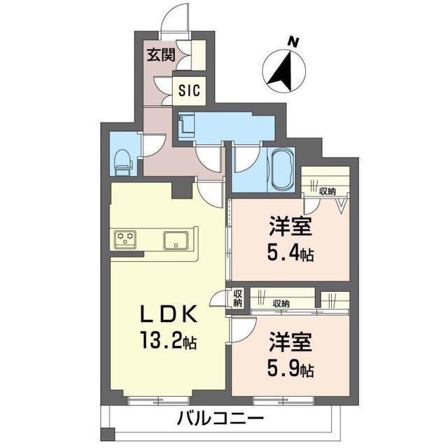 ウイスタリア(2LDK/2階)の間取り写真