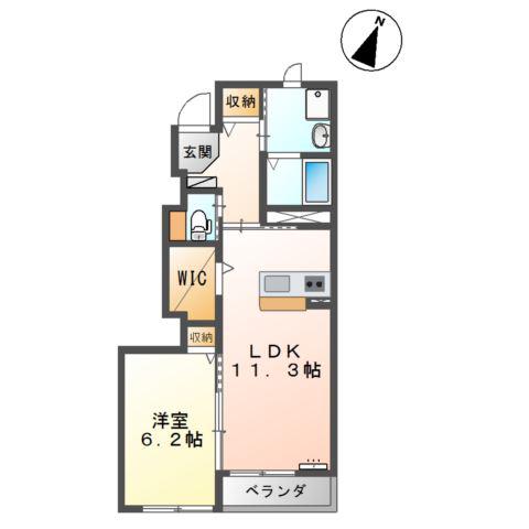ラフィーネ(1LDK/1階)の間取り写真