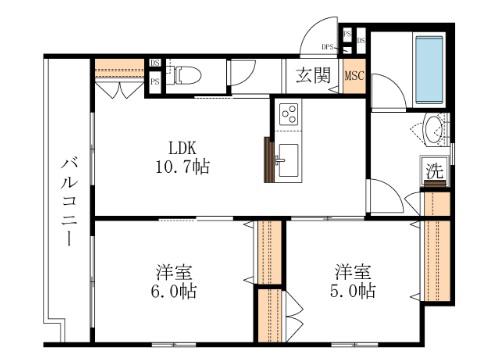 ADVANTAGE 24(2LDK/2階)の間取り写真