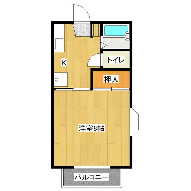 セントラルハイツB(1K/2階)の間取り写真