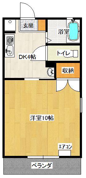 アムール(1DK/1階)の間取り写真
