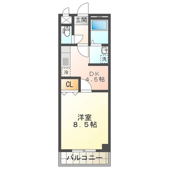 ブランシェ(1DK/3階)の間取り写真