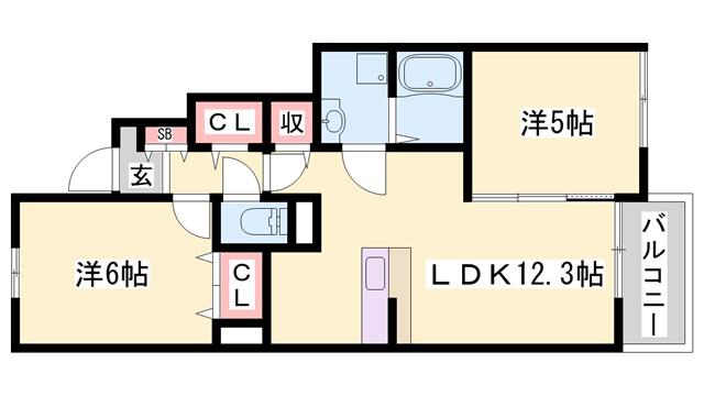 プレアデスA(2LDK/1階)の間取り写真